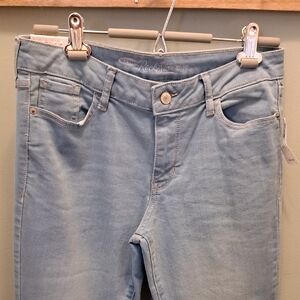 Old Navy Women's Rockstar Mid Rise Super Skinny Sky Blue Jeans Size 8